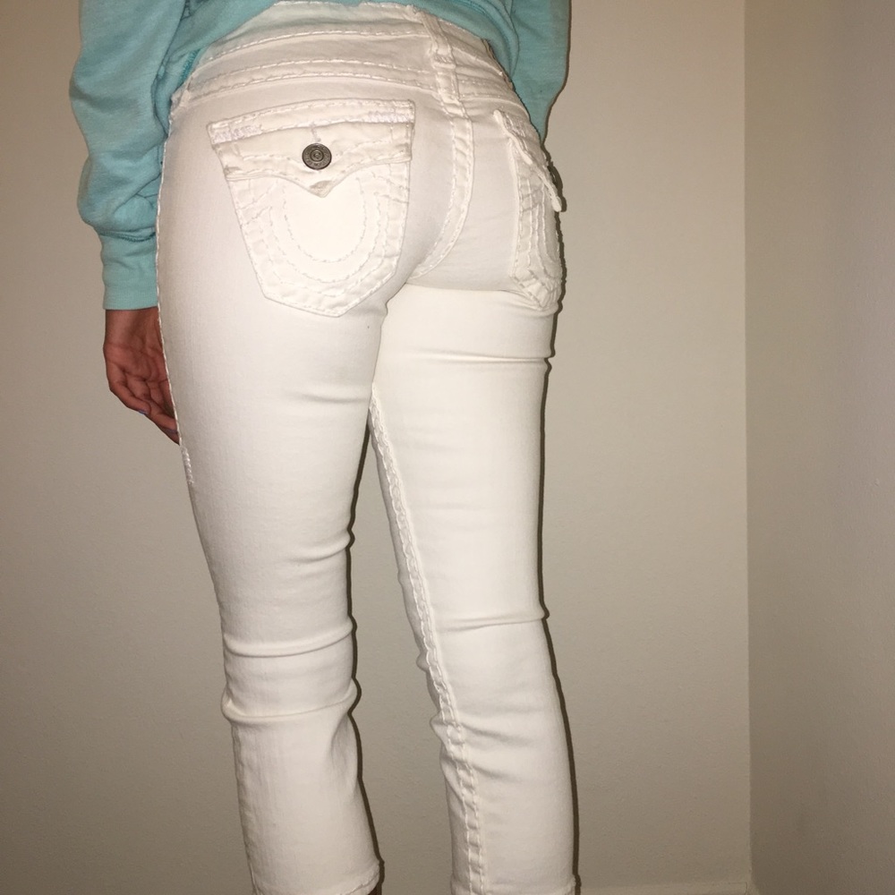 White cropped True Religion Jeans